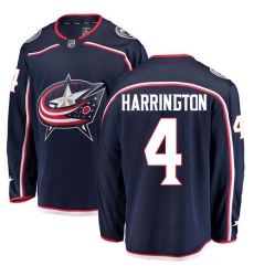 Men's Columbus Blue Jackets #4 Scott Harrington Fanatics Branded Navy Blue Home Breakaway NHL Jersey