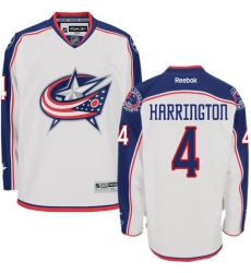 Women's Reebok Columbus Blue Jackets #4 Scott Harrington Authentic White Away NHL Jersey