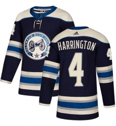 Youth Adidas Columbus Blue Jackets #4 Scott Harrington Authentic Navy Blue Alternate NHL Jersey