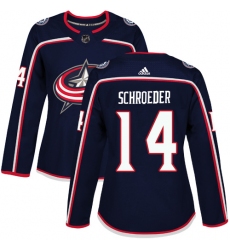 Women's Adidas Columbus Blue Jackets #14 Jordan Schroeder Authentic Navy Blue Home NHL Jersey