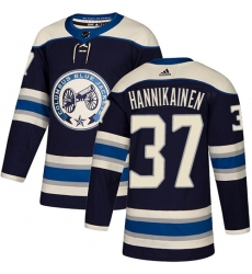 Men's Adidas Columbus Blue Jackets #37 Markus Hannikainen Authentic Navy Blue Alternate NHL Jersey