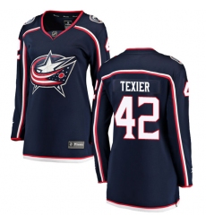 Women's Columbus Blue Jackets #42 Alexandre Texier Fanatics Branded Navy Blue Home Breakaway NHL Jersey