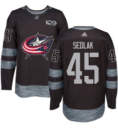 Men's Adidas Columbus Blue Jackets #45 Lukas Sedlak Authentic Black 1917-2017 100th Anniversary NHL Jersey