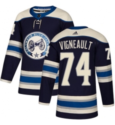 Youth Adidas Columbus Blue Jackets #74 Sam Vigneault Authentic Navy Blue Alternate NHL Jersey