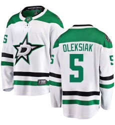 Men's Dallas Stars #5 Jamie Oleksiak Authentic White Away Fanatics Branded Breakaway NHL Jersey