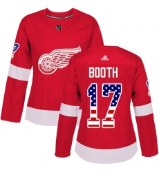 Women's Adidas Detroit Red Wings #17 David Booth Authentic Red USA Flag Fashion NHL Jersey