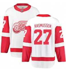 Youth Detroit Red Wings #27 Michael Rasmussen Fanatics Branded White Away Breakaway NHL Jersey