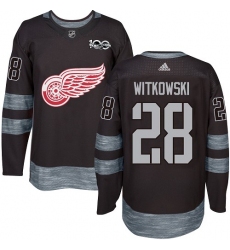 Men's Adidas Detroit Red Wings #28 Luke Witkowski Authentic Black 1917-2017 100th Anniversary NHL Jersey