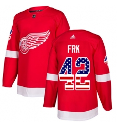 Youth Adidas Detroit Red Wings #42 Martin Frk Authentic Red USA Flag Fashion NHL Jersey