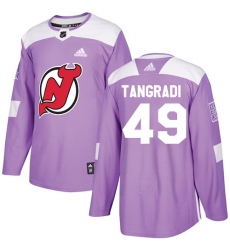 Men's Adidas New Jersey Devils #49 Eric Tangradi Authentic Purple Fights Cancer Practice NHL Jersey