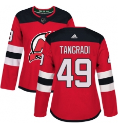 Women's Adidas New Jersey Devils #49 Eric Tangradi Authentic Red Home NHL Jersey
