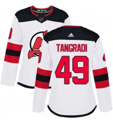 Women's Adidas New Jersey Devils #49 Eric Tangradi Authentic White Away NHL Jersey
