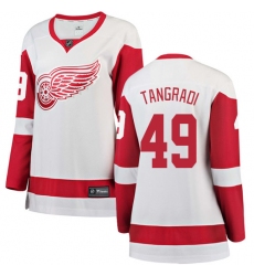 Women's Detroit Red Wings #49 Eric Tangradi Authentic White Away Fanatics Branded Breakaway NHL Jersey