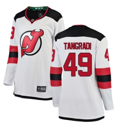 Women's New Jersey Devils #49 Eric Tangradi Fanatics Branded White Away Breakaway NHL Jersey