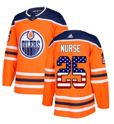 Men's Adidas Edmonton Oilers #25 Darnell Nurse Authentic Orange USA Flag Fashion NHL Jersey