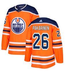 Men's Adidas Edmonton Oilers #26 Iiro Pakarinen Authentic Orange Home NHL Jersey