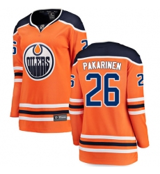 Women's Edmonton Oilers #26 Iiro Pakarinen Fanatics Branded Orange Home Breakaway NHL Jersey