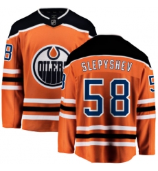 Youth Edmonton Oilers #58 Anton Slepyshev Fanatics Branded Orange Home Breakaway NHL Jersey