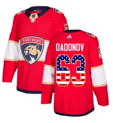 Men's Adidas Florida Panthers #63 Evgenii Dadonov Authentic Red USA Flag Fashion NHL Jersey