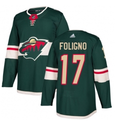 Men's Adidas Minnesota Wild #17 Marcus Foligno Authentic Green Home NHL Jersey