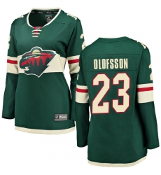 Women's Minnesota Wild #23 Gustav Olofsson Authentic Green Home Fanatics Branded Breakaway NHL Jersey