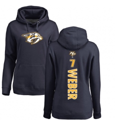 NHL Women's Adidas Nashville Predators #7 Yannick Weber Navy Blue Backer Pullover Hoodie