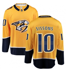 Men's Nashville Predators #10 Colton Sissons Fanatics Branded Gold Home Breakaway NHL Jersey