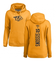 NHL Women's Adidas Nashville Predators #10 Colton Sissons Gold One Color Backer Pullover Hoodie