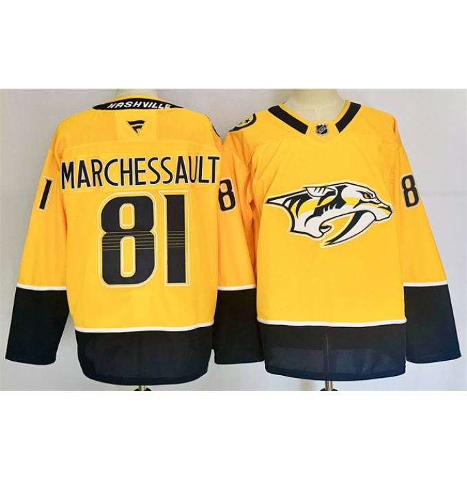 Men's Nashville Predators #81 Jonathan Marchessault Gold 2024-25 Home Stitched Hockey Jersey