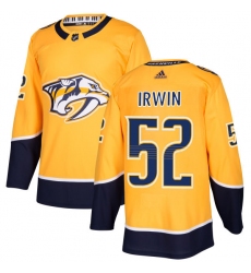 Men's Adidas Nashville Predators #52 Matt Irwin Authentic Gold Home NHL Jersey