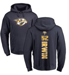 NHL Adidas Nashville Predators #52 Matt Irwin Navy Blue Backer Pullover Hoodie