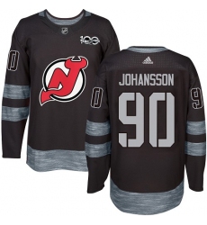 Men's Adidas New Jersey Devils #90 Marcus Johansson Authentic Black 1917-2017 100th Anniversary NHL Jersey