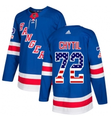 Youth Adidas New York Rangers #72 Filip Chytil Authentic Royal Blue USA Flag Fashion NHL Jersey