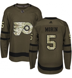 Men's Adidas Philadelphia Flyers #5 Samuel Morin Premier Green Salute to Service NHL Jersey