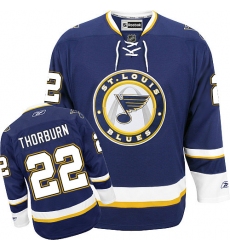 Men's Reebok St. Louis Blues #22 Chris Thorburn Premier Navy Blue Third NHL Jersey