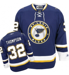 Women's Reebok St. Louis Blues #32 Tage Thompson Premier Navy Blue Third NHL Jersey