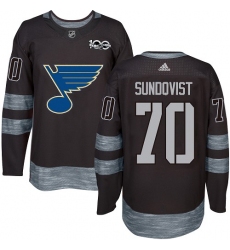 Men's Adidas St. Louis Blues #70 Oskar Sundqvist Authentic Black 1917-2017 100th Anniversary NHL Jersey