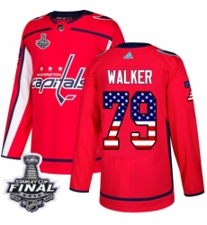 Men's Adidas Washington Capitals #79 Nathan Walker Authentic Red USA Flag Fashion 2018 Stanley Cup Final NHL Jersey