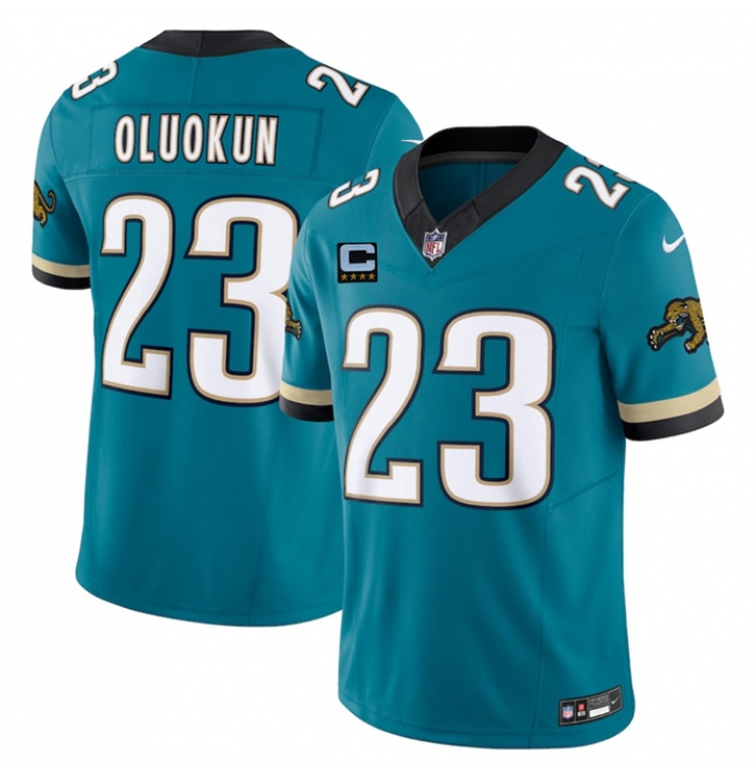 Men's Jacksonville Jaguars #23 Foye Oluokun Teal 2025 F.U.S.E. With 4-Star C Prowler Throwback Vapor Limited Football Stitched Jersey