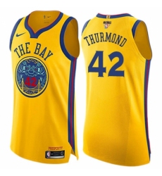 Youth Nike Golden State Warriors #42 Nate Thurmond Swingman Gold 2018 NBA Finals Bound NBA Jersey - City Edition