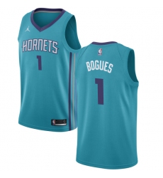 Women's Nike Jordan Charlotte Hornets #1 Muggsy Bogues Authentic Teal NBA Jersey - Icon Edition