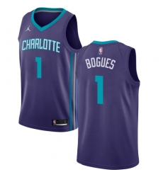 Youth Nike Jordan Charlotte Hornets #1 Muggsy Bogues Swingman Purple NBA Jersey Statement Edition
