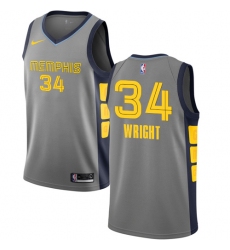 Men's Nike Memphis Grizzlies #34 Brandan Wright Swingman Gray NBA Jersey - City Edition