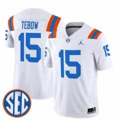 Men's Florida Gators #15 Tim Tebow White 1960s Throwback F U S E Vapor Limited Stitched Football Jersey