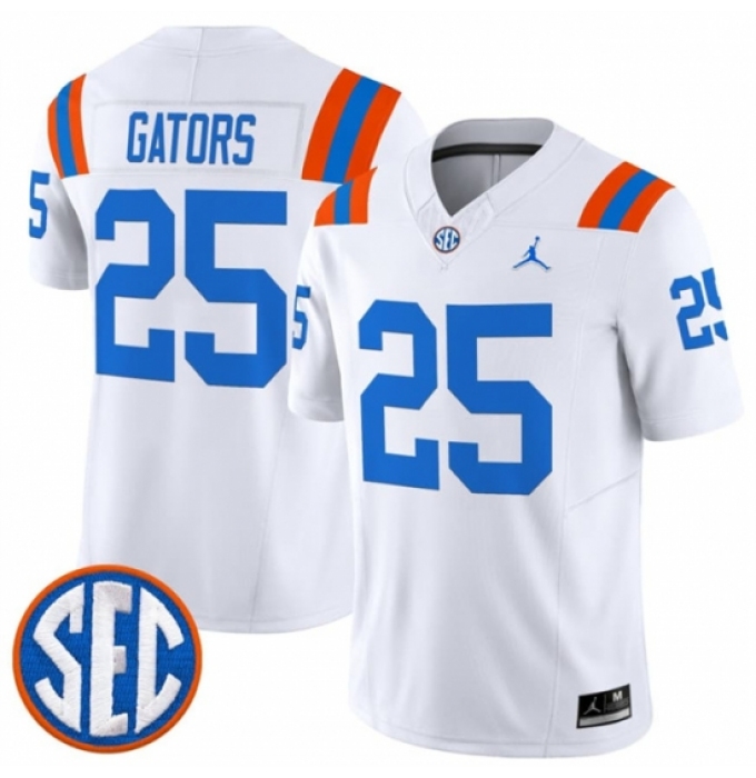 Men's Florida Gators #25 Gators White 1960s Throwback F U S E Vapor Limited Stitched Football Jersey