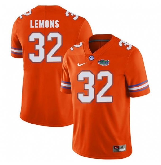 Men's Florida Gators #32 Adarius Lemons Football Orange Player Performance Jersey