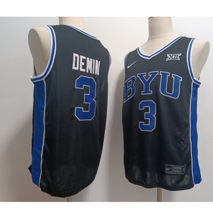 Men's BYU Cougars #3 Egor Demin Navy Blue Stitched NCAA Basketball Jersey