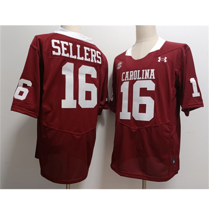 Men's South Carolina Fighting Gamecocks #16 LaNorris Sellers Garnet Stitched Jersey