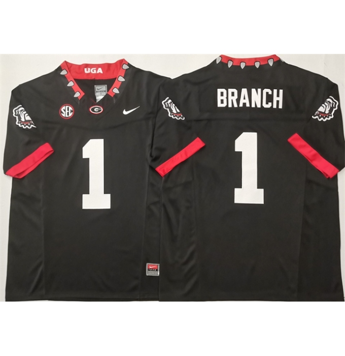 Men's Georgia Bulldogs #1 Zachariah Branch Black 2025 F.U.S.E. Stitched Jersey