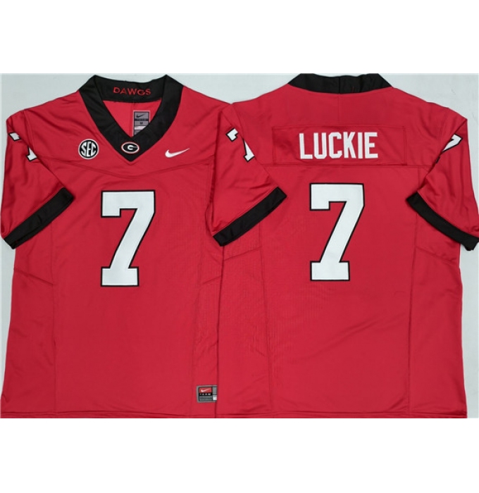 Mens Georgia Bulldogs #7 Lawson Luckie Red 2025 F.U.S.E. Stitched Jersey